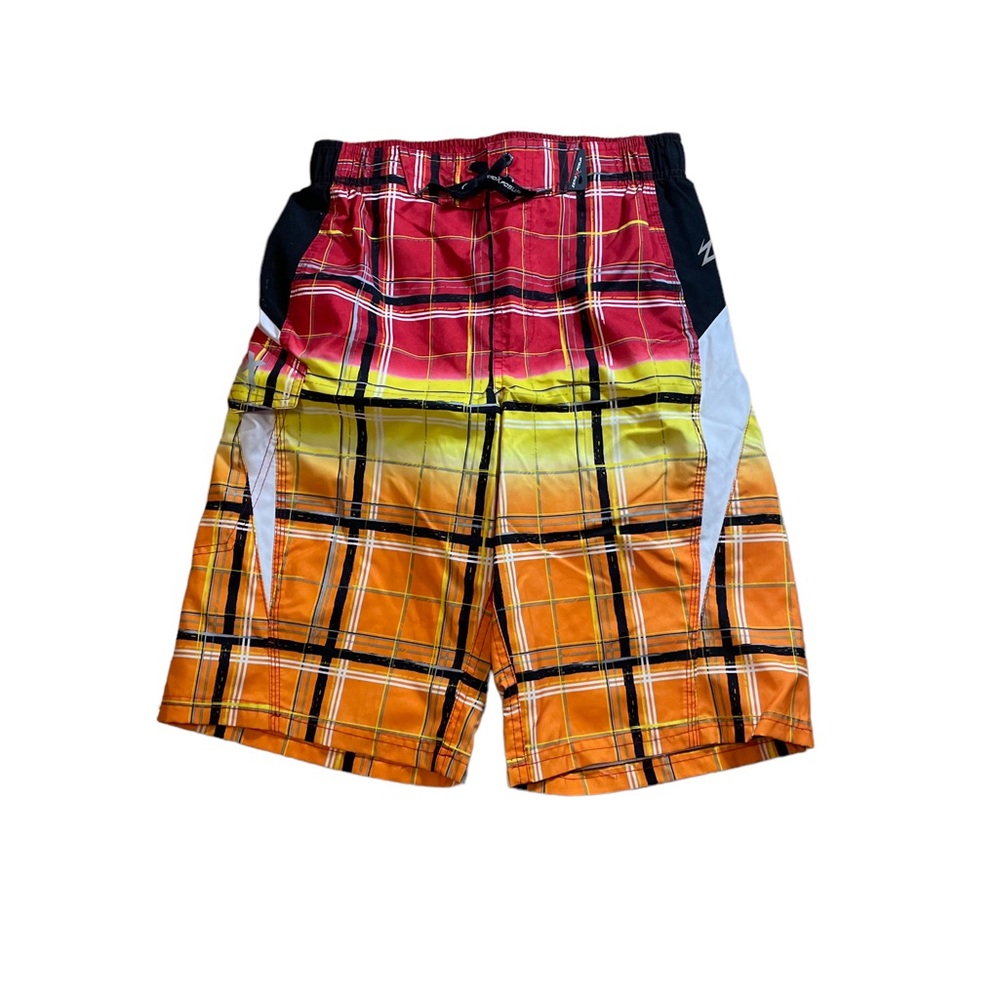 Red, Yellow, and Orange Swim Trunks